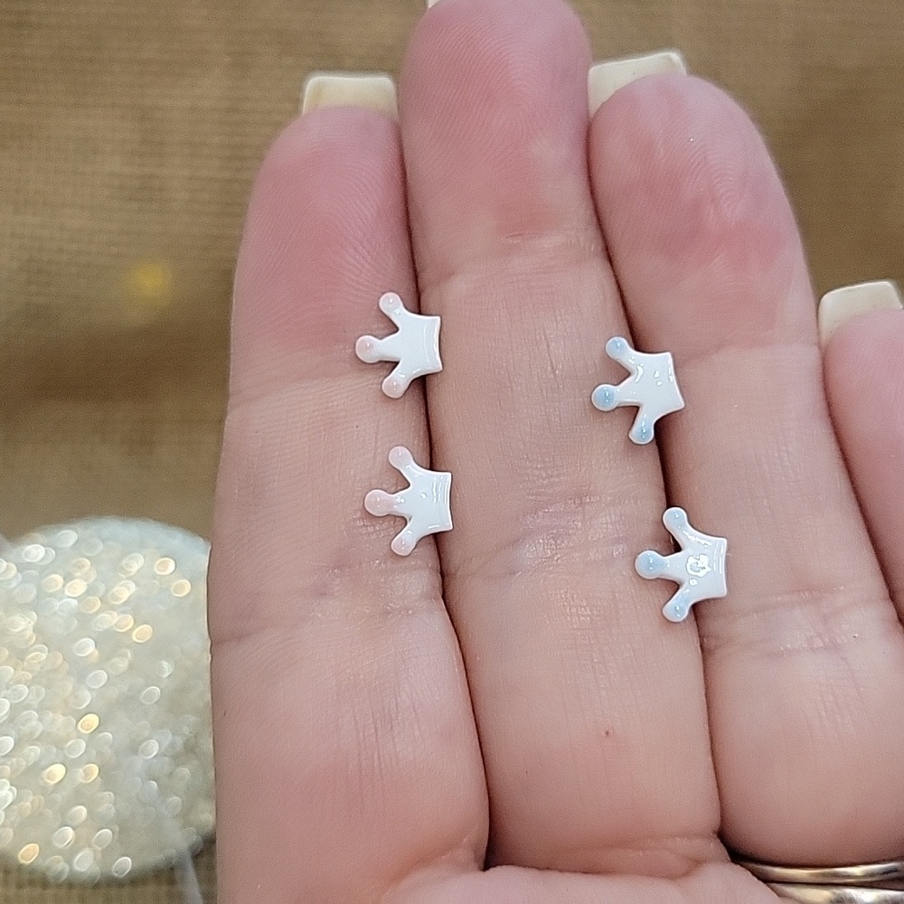 POTTERY CROWN STUD EARRINGS, Choice of Color